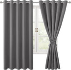 Grommet Blackout Curtains for Bedroom, 60 x 72 Inches, Light Grey | Thermal by Hiasan