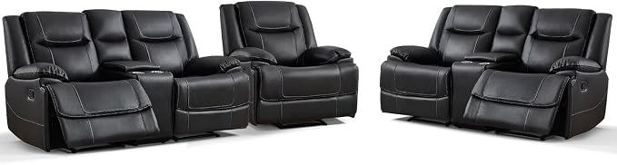 ANJ Premium Genuine Manual Reclining Sofa Set, Included Single Recliner Chair - Image 9