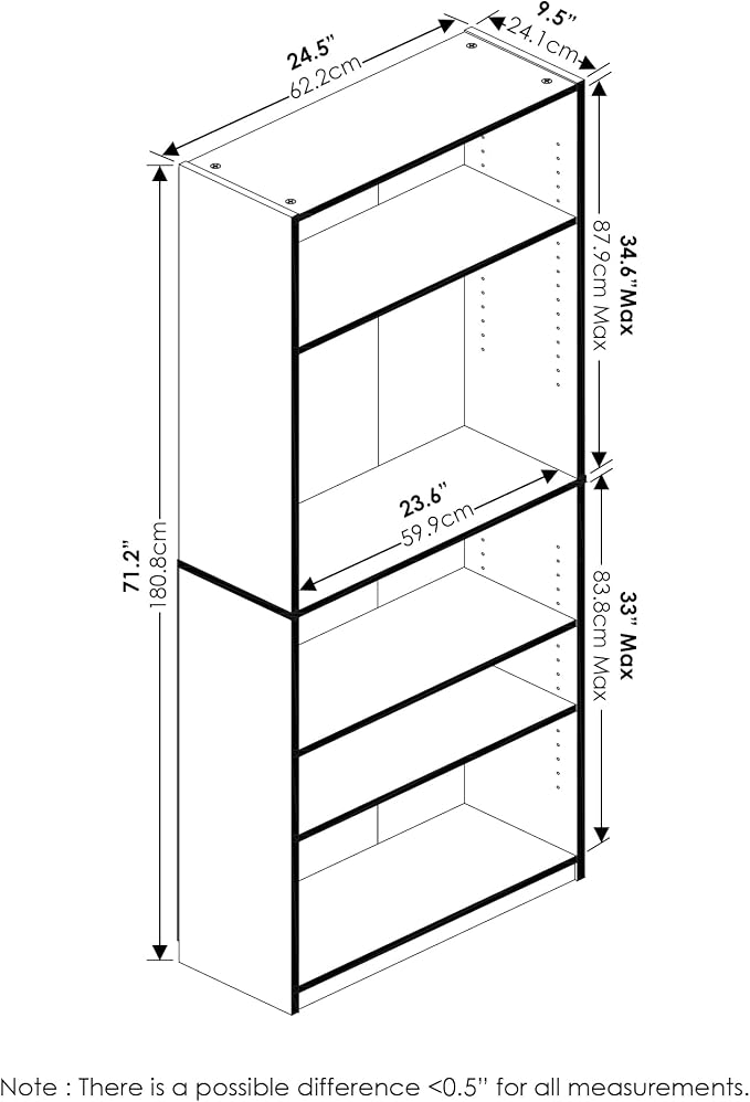 Furinno Jaya Book Shelf, 5-Tier Bookshelf, Bookcase - Image 6