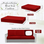 Newwiee 8 Pcs Stretch Patio Outdoor Cushion Covers Replacement, Wine Red | 4 - Image 3