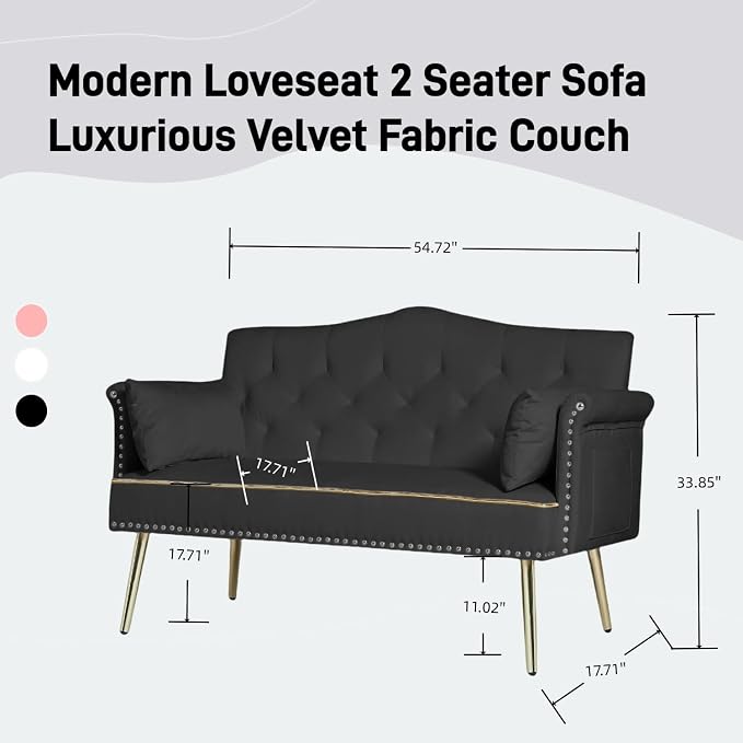 oaaktu Small Velvet Loveseat Sofa - Image 2