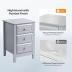 Bonnlo Gray Nightstand with 3 Drawers, Modern Night Stand - Image 5