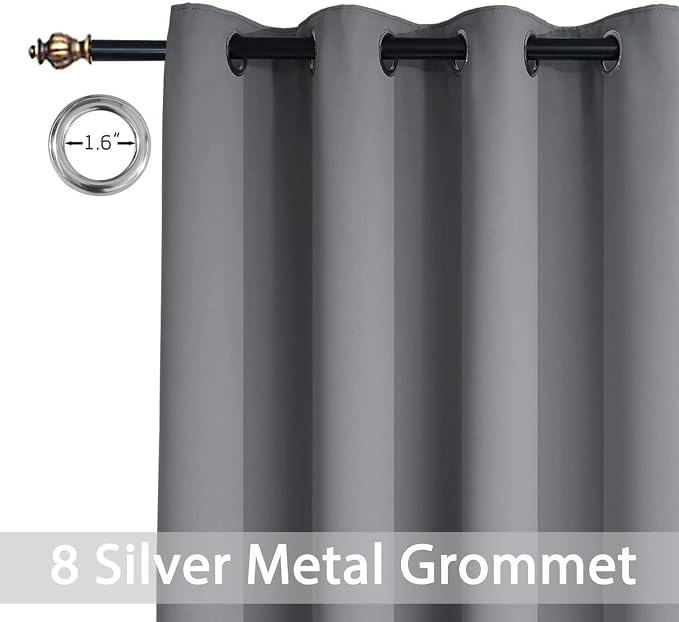 Yakamok Grey Room Darkening Curtains 84 inch Gray Sliding Door Drapes | 1 - Image 2