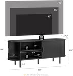 55" TV Stand with Power Outlet, Modern Media Console with Sliding Doors - Image 2