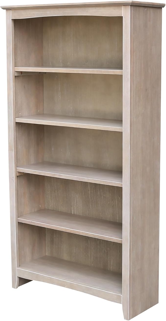 Shaker Solid Wood Bookcase, Washed Gray Taupe by InternationalConcepts