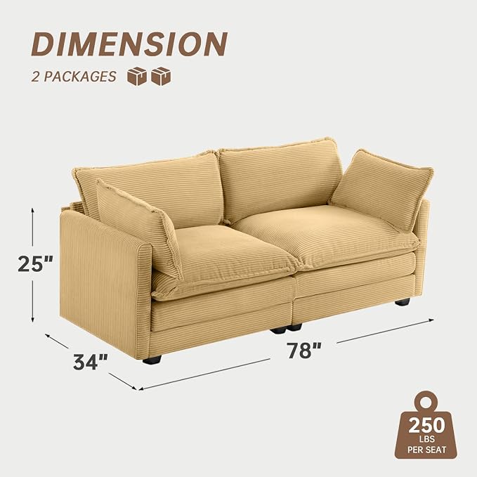 ROWHY 78'' Sectional 2 Seat Cloud Loveseat - Image 2