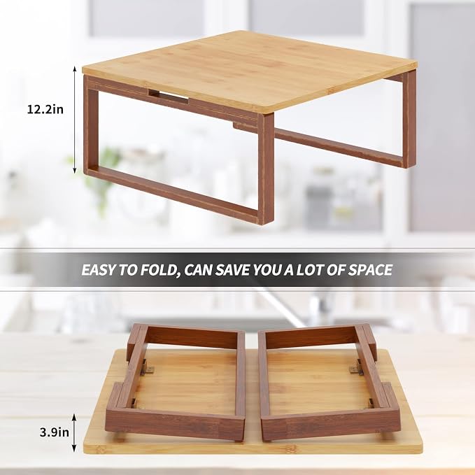 soges Small Foldable Coffee Table, Wooden Low Table - Image 5