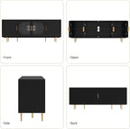 ARTPOWER TV Stand with Storage, Under TV Cabinet with Glass Door, TV Console - Image 7