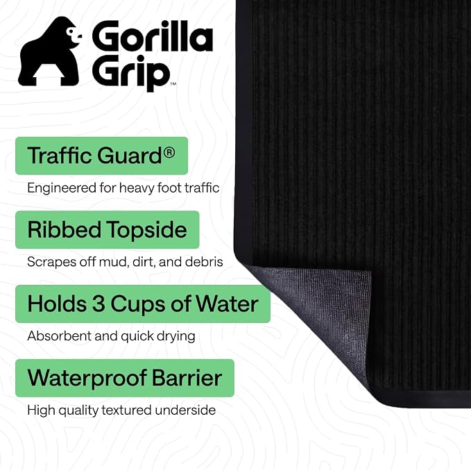 GORILLA GRIP Waterproof Traffic Guard Door Mat, 2 Pack Indoor Outdoor Durable - Image 2