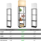 RUNTOP Plus Floor Lamp with Shelves, Shelf Lamp with 15W LED Bulb, 3 Colors - Image 3