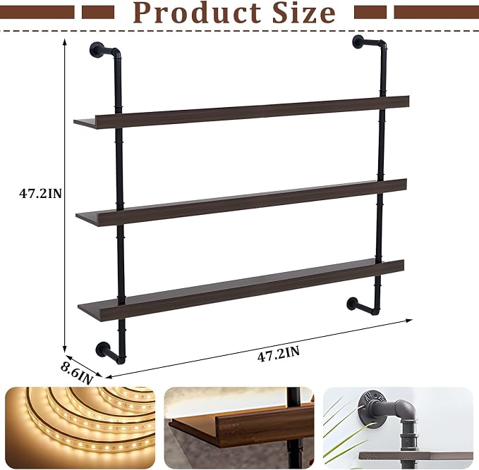 Solid Wood Wall Mounted Wine Rack, Large Bar Shelf - Image 2