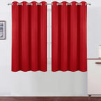 Blackout Curtains 66 x 54 Inch Long Bright Red Curtains Set of 2 Panels Room by Lemomo