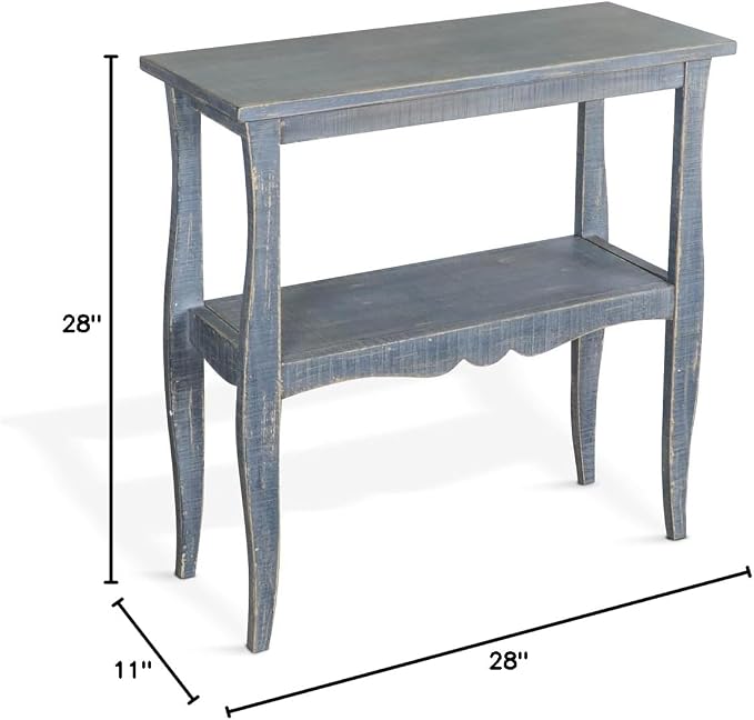 Sunny Designs Marina Ocean Blue Solid Wood and Veneers Side Table - Image 3