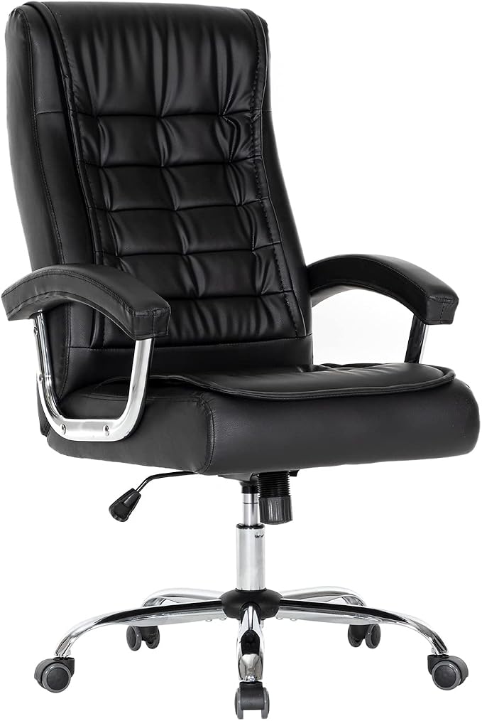 Executive Office Chair Adjustable Leather Chair, High Back Swivel Office Desk by HOXNE