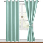 Blackout Curtains for Bedroom, 52 x 84 Inches Long, 2 Panels, Aqua | Thermal by Hiasan