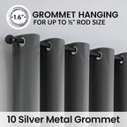 SimpleHome Grey 100% Blackout Curtains Room Darkening Living Room 63 Inch | - Image 6