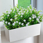 XLFAQXM Artificial Plants Flowers Grass Shrubs 8 Pack No Fade Faux Plastic Flowers Outdoor for Vases Farmhouse Garden Porch Patio Office Indoor Wedding Decoration Greenery Fake Plants (2#White) - Image 5