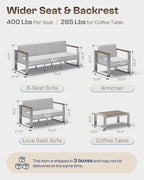 Aluminum Outdoor Furniture Set, 4 Seats Outdoor Patio Conversation Sets - Image 6