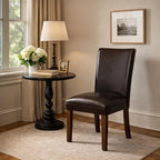 HomePop Parsons Upholstered Accent Dining Chair, Dark Brown Faux Leather - Image 4