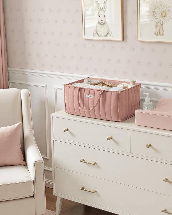 Blissful Diary Baby Diaper Caddy Organizer, Stylish Storage Basket - Image 8