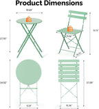 VINGLI Outdoor Folding Bistro Table and Chairs Set of 2, 3-Piece Bistro Set - Image 2