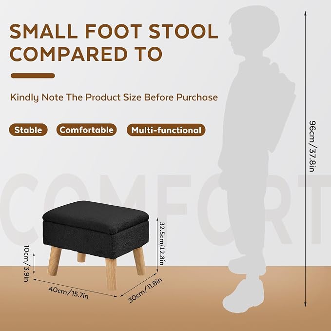 Storage Ottoman, Small Foot Stool Ottoman - Image 2
