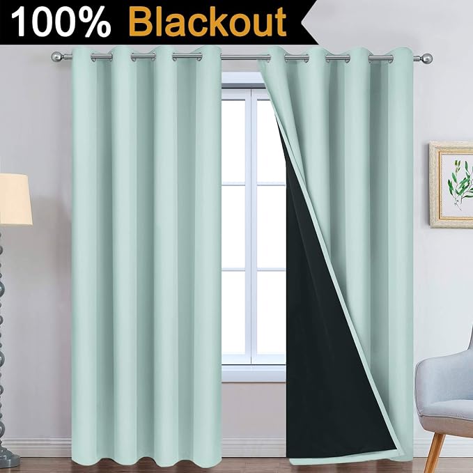 Yakamok Aqua 100% Blackout Curtains 96 Inches Long - Image 2