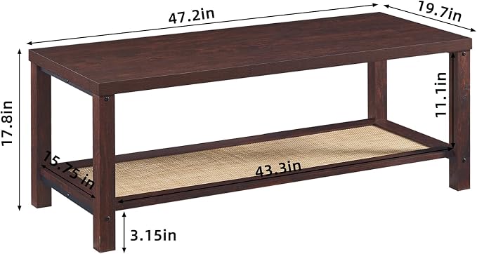 Lerliuo Boho Coffee Tables for Living Room, Rattan Center Table - Image 2