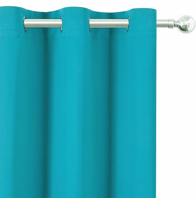 Blackout Curtains 66 x 72 Inch Long Teal Curtains Set of 2 Panels Room - Image 6