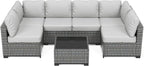 GarveeLife 7 Pieces Patio Furniture Set, Rattan Sectional Patio Sofa Set by GarveeLife