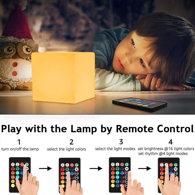 4-In LED Cube Night Light, Cordless LED Light Cubes - Image 3