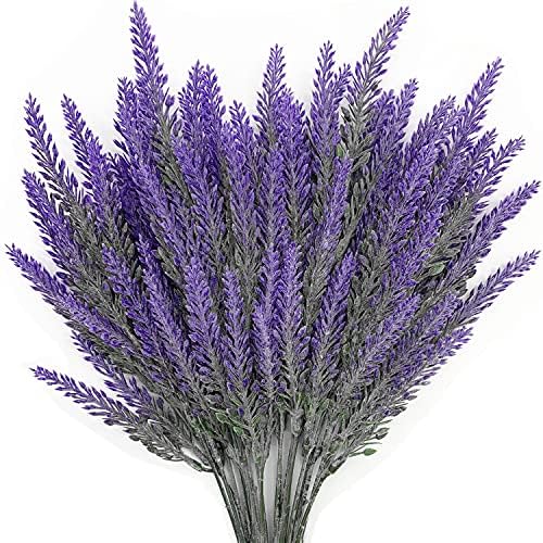CATTREE Artificial Lavender Flowers, Fake Plastic Flocked Plants for Indoor Outdoor Home Office Arrangements Wedding Bridle Bouquet Decor Christmas DIY Ornaments Decorations Purple 4 Pack by CATTREE