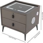 Smart Nightstand w/Fingerprint Lock Drawers, Smart Bedside Table w/USB Charging - Image 3