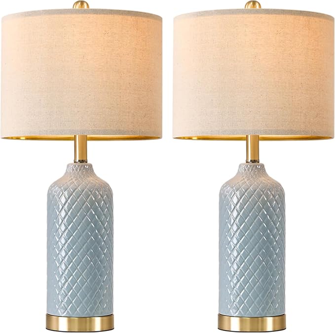 24.25" Modern Ceramic Blue Table Lamps Set of 2 - Image 8