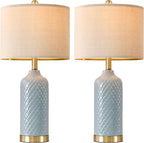 24.25" Modern Ceramic Blue Table Lamps Set of 2 - Image 8