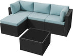 Aoxun Outdoor Patio Furniture Set, 5-Pieces All-Weather Rattan Sectional Sofa - Image 9