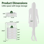 Furnulem Night Stand with Charging Station, Dresser with PVC & Fabric Drawers - Image 3