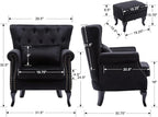 Accent Chairs with Ottoman Set of 2 Velvet Wingback Club Chair Upholstered - Image 3