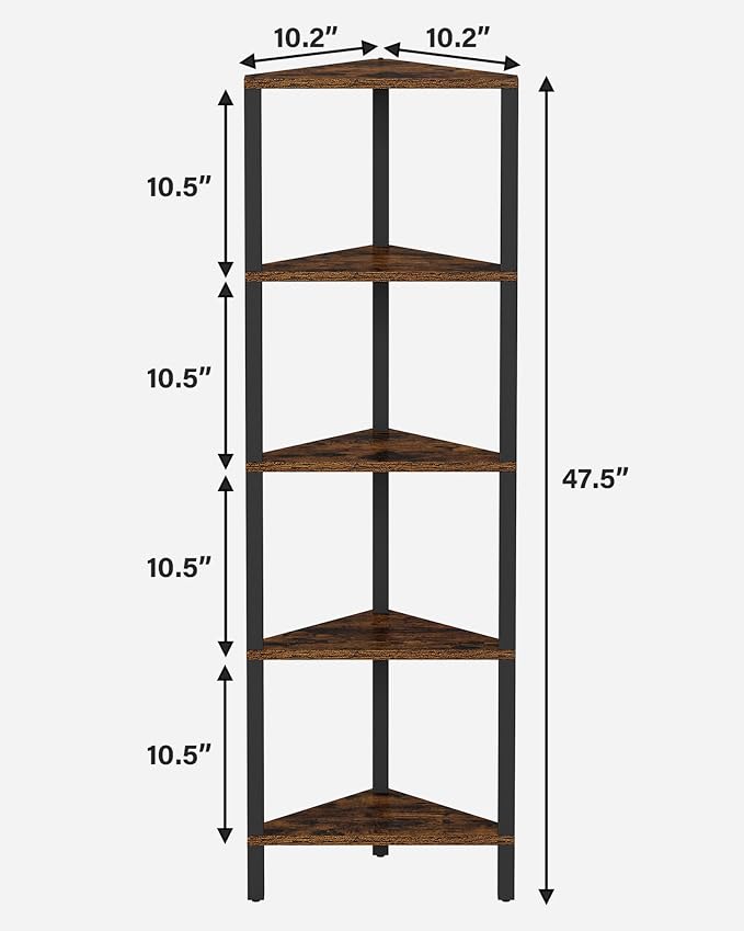 TUTOTAK Corner Shelf, 5-Tier Corner Bookshelf - Image 2