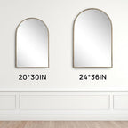 Antique Gold Arched Wall Mirror 20"x30", Ornate Beaded Metal Frame Bathroom - Image 3