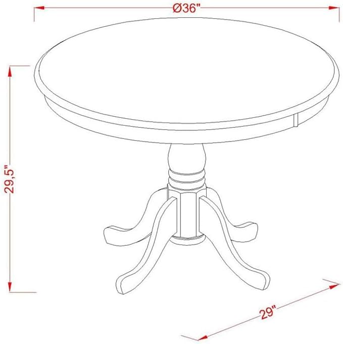 East West Furniture AMT-ABK-TP Antique Dining Table - Image 3