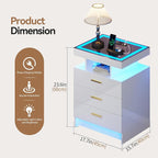 White Night Stand Set 2 with Wireless Charging Station, Smart Bedside Table - Image 2