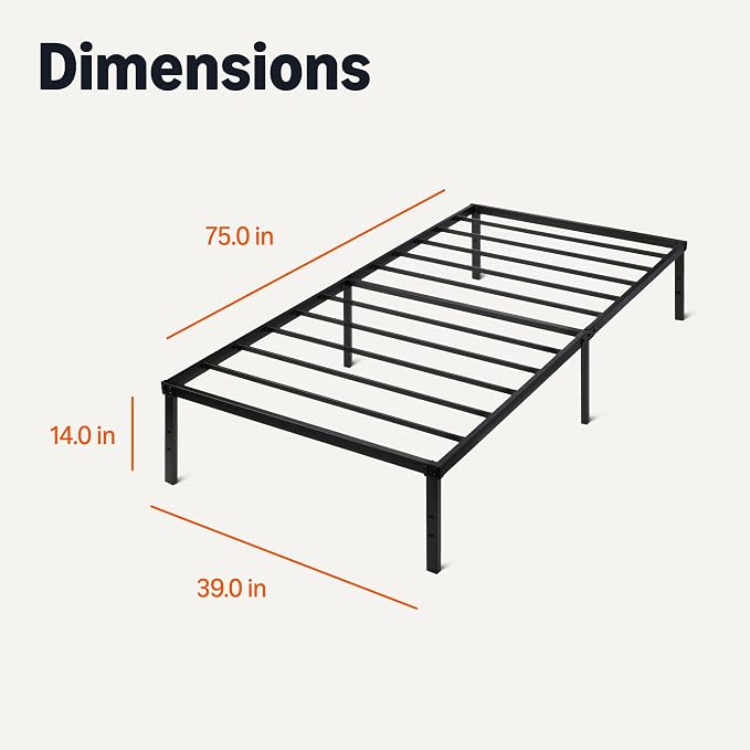 Amazon Basics Metal Bed Frame, Non-Foldable Platform Bed, Easy Assembly - Image 2