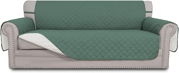 Easy-Going Reversible Couch Cover, 3 Cushion Sofa, Cyan/Ivory | Machine by Easy-Going