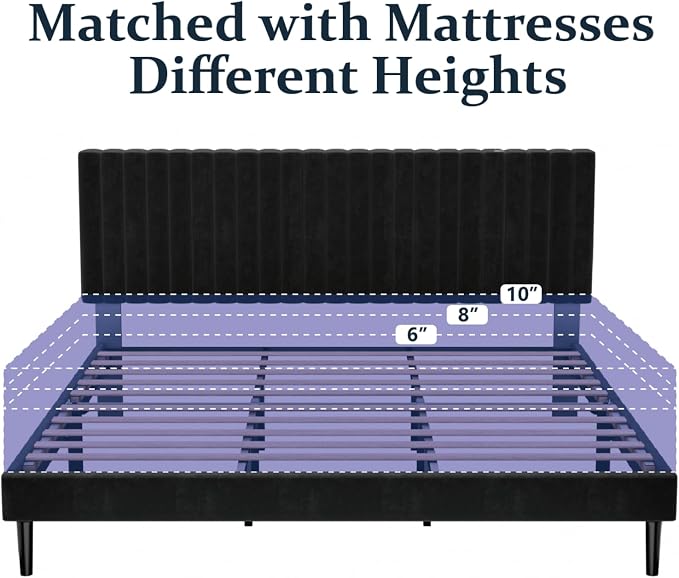 HAOARA King Size Bed Frame, King Size Platform Bed Frame and Velvet Upholstered - Image 7