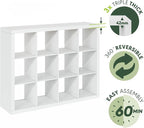 Furinno Cubicle Book Shelf, 12-Cube Bookshelf, Triple Thick Frame Cube Storage - Image 4