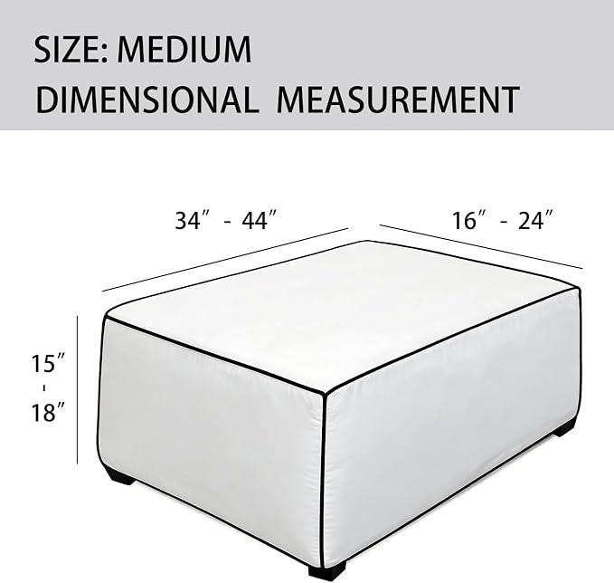 Super Stretch Ottoman Cover- Soft Form Fit Ottoman Cover Rectangular Ottoman - Image 3