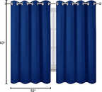 Blackout Curtains 52 x 63 inch/Royal Blue Curtains Set of 2 Panels/Thermal - Image 9