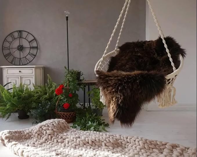 HUAHOO Premium Genuine Sheepskin Rug Brown Real Australia Sheepskin Natural - Image 7