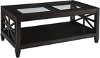 Solid Wood Coffee Table with Tempered Glass Top, 2-Tier 45.5" X 26" Farmhouse - Image 7